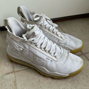 Jordan White Sneakers with Light Brown Sole